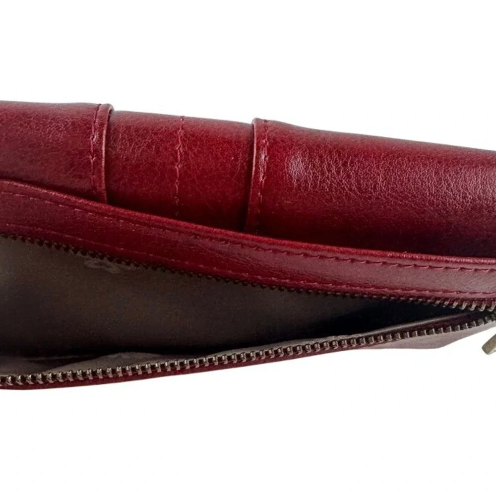 Sendefn Red Vegan Leather‎ Bifold Clutch Wallet Sunflower Snap Bronze Zip Large